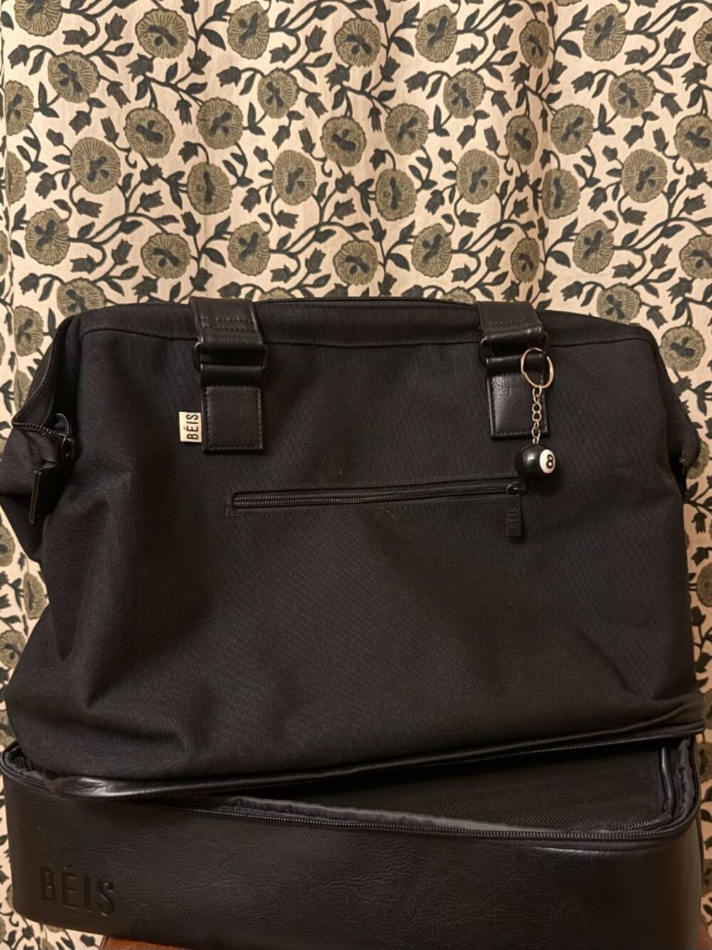 BEIS The Mini Weekender Convertible Travel Bag in Black, Detachable Compartment - Picture 8 of 8